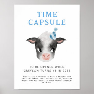 Tid - kapsel-tecken Cow Boy Födelsedagsfest Poster