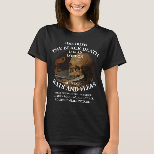 TID MASKIN TRAVEL LONDON BLACK DÖDSSPELNING 1348 T SHIRT (Framsida)