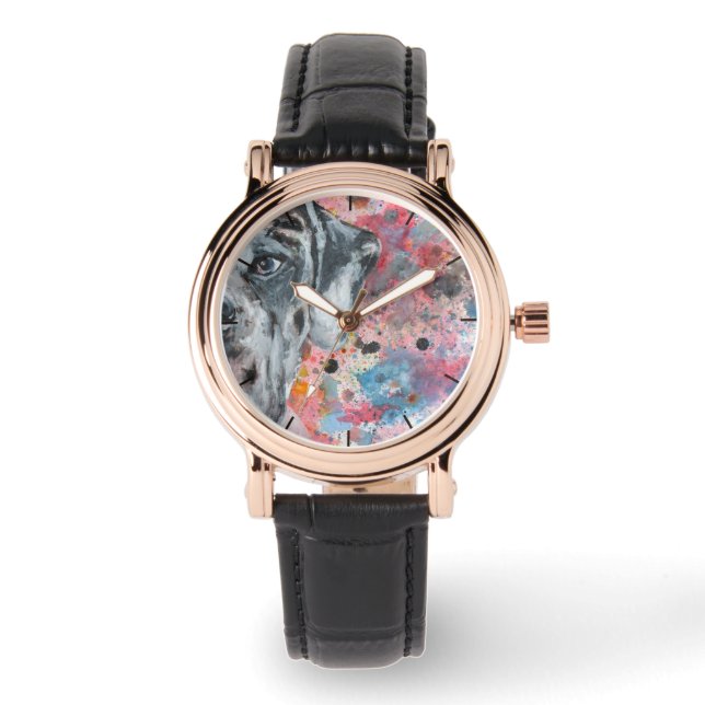 Tid med Great dane Armbandsur (Framsida)