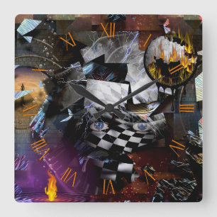 Tid och fantasi fyrkantig klocka