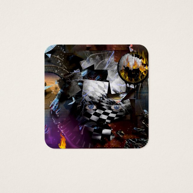 Tid och fantasi fyrkantigt visitkort (Framsida)