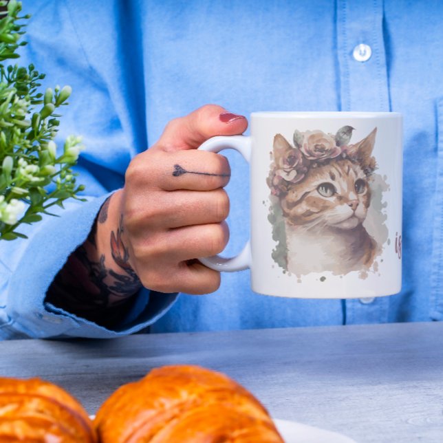 Tid som tillbringats med katter, ruttvattensfärgde kaffemugg (Skapare uppladdad)