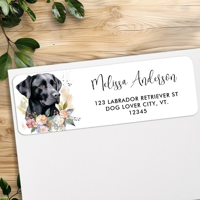 Tid - Svart lab - svart Labrador Returadress Etikett (Skapare uppladdad)