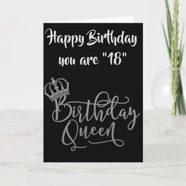 TID TILL CELEBRAT "18:e" BIRTHDAY QUEEN Card Kort (Framsida)