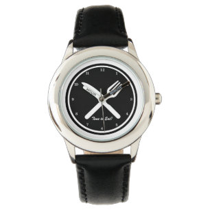 Tid till Eat Funny Black and White Armbandsur