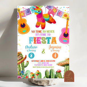 Tid till Fiesta Syskon Joint Fiesta födelsedagsfes Inbjudningar