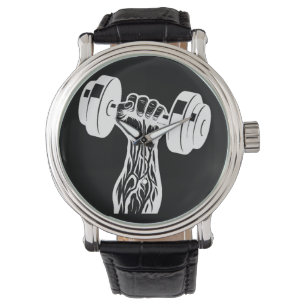 Tid till Hiss Veiny Hand Dumbbell Watch Watch Gym Armbandsur