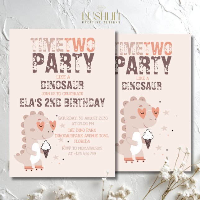 Tid till Party som en Dinosaur-förhistorisk födels Inbjudningar (Skapare uppladdad)
