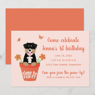 Tid till Pawty Australian shepherd Hundar Inbjudningar