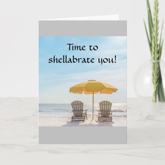 TID TILL **SHELLABRAT** DU BEACH BIRTHDAY~~ KORT (Framsida)