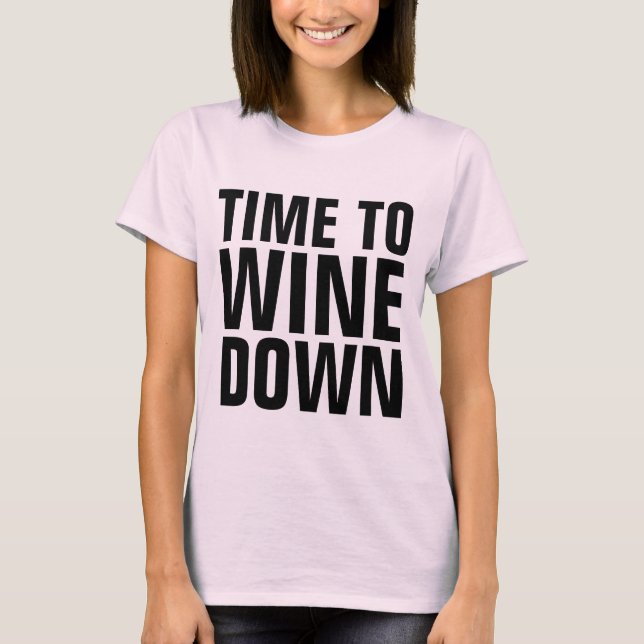 TID TILL VIN NEDÅT, FUNNY Dam T-Shirts (Framsida)
