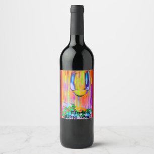 Tid till Vin nedåt Vinflaska Etikett