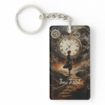 Tid Travel Steampunk Keychain - Clock Fantasy Art