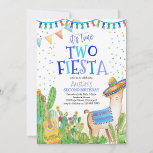 Tid två Fiesta Boy 2:a födelsedagsaktus-inbjudan Inbjudningar