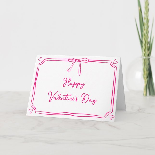Tid utan Alla hjärtans dag Coquette Bow Girly Rosa Kort (Framsida)