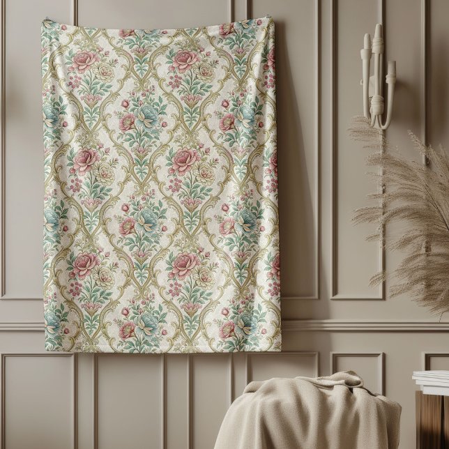 Tid utan Blommigt Skugga Klassisk hemdekorfärg Fleecefilt (Timeless Floral Damask Throw Classic Home Accent Fleece Blanket)