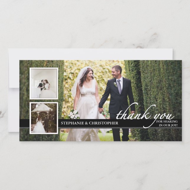 Tid utan Chic Bröllop Tack tre foto-kort (Framsida)