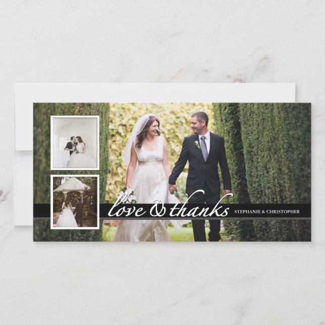 Tid utan Chic Bröllop Tack tre foto-kort Kort (Framsida)