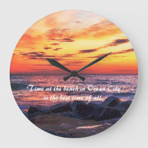 Tid vid stranden i Ocean City Wall Clock Stor Klocka