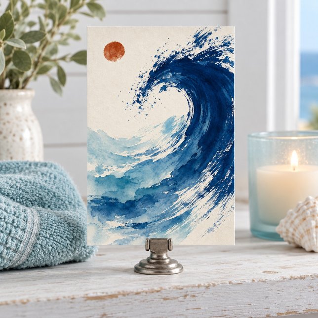 Tidal Calligraphy Konsttryck Poster (4 x 6 inch unframed semi-gloss print. Flat printed artwork. Styled scene; props not included.)