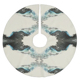 Tidal Echoes — Abstract Fluid Ink Pattern Julgransmatta Borstad Polyester