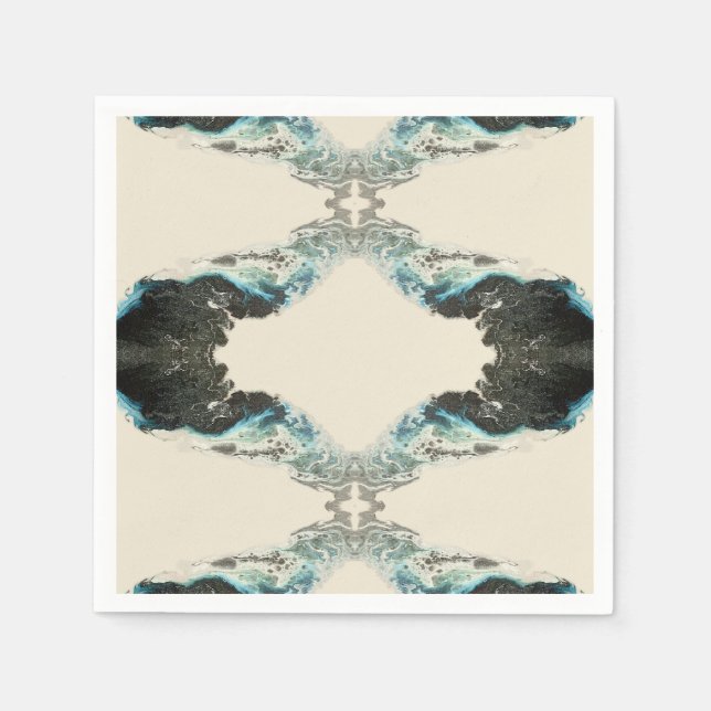 Tidal Echoes — Abstrakt flytande bläckmönster Pappersservett (Framsidan)