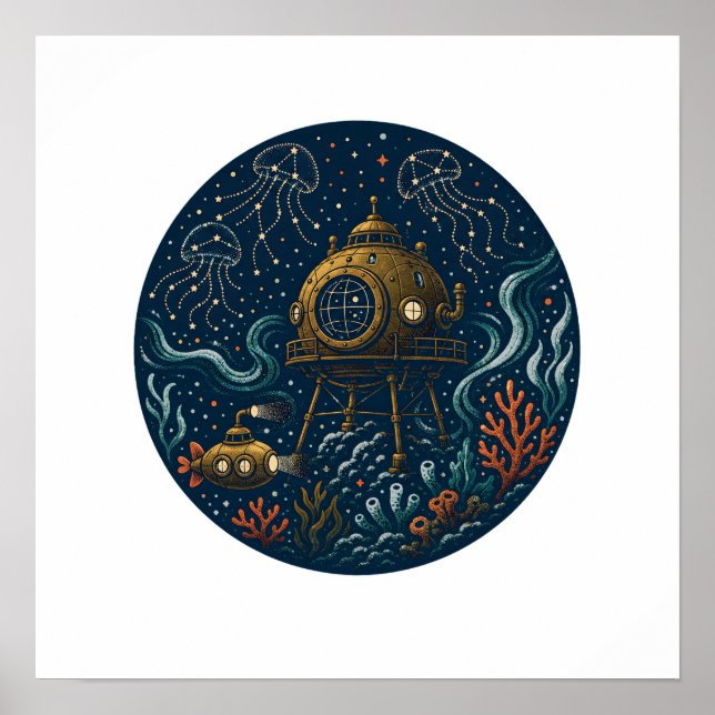 Tidal Observatory Deep Sea Ubåt & Maneter P Poster (Framsidan)