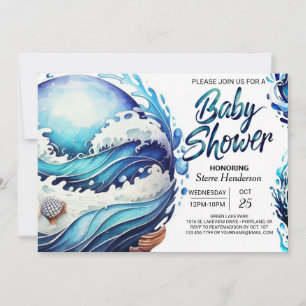 Tidal Oceanic Vinkar Baby Shower Inbjudningar