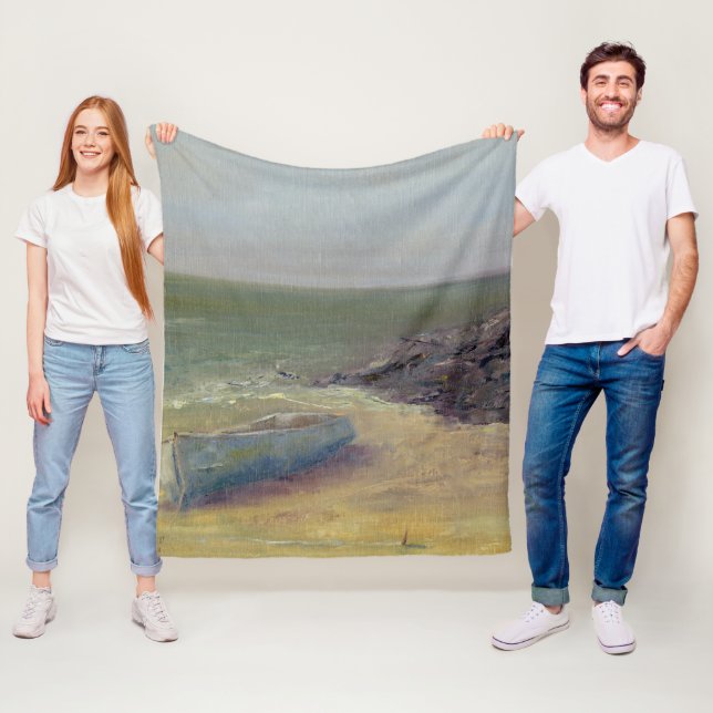 Tide rullar in - Boat på Shore Fleecefilt (På plats)