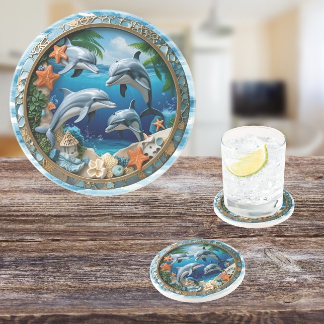 Tide Treasures Round Sandstone Underlägg (Skapare uppladdad)