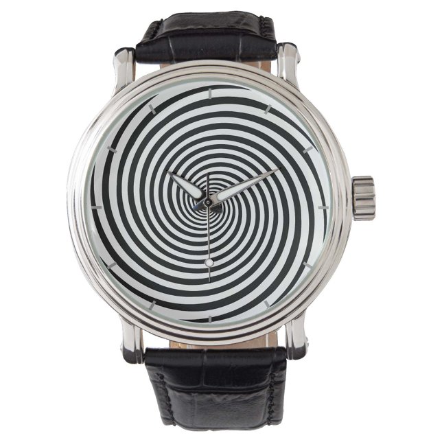 Tiden är en mini-bild-hypnos Spiral Armbandsur (Time will never feel the same with our black and white Hypnosis spiral wristwatch.)