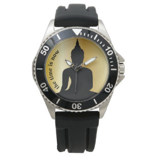 "Tiden är nu" satt Buddha silhouette Armbandsur