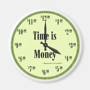 Tiden är pengar - Grönt Clock Ansikte Magnet