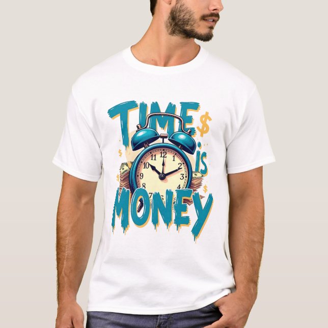 Tiden är pengar: Vintage Pengarar Clock T-Shirt (Framsida)