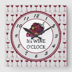 Tiden är Vin O'Clock Fyrkantig Klocka