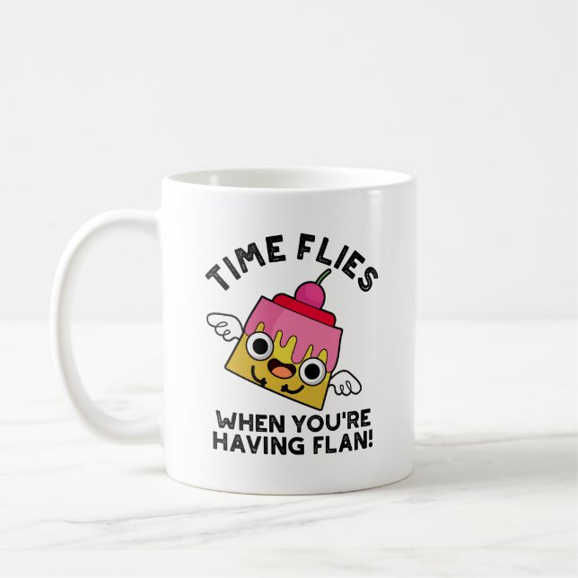 Tiden börjar när du har Flan Food Pun Kaffemugg (Vänster)