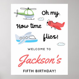 Tiden flyger Flygplan Helikopter Födelsedag Välkom Poster