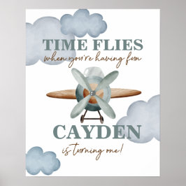 Tiden Flyger Flygplans Födelsedag Poster