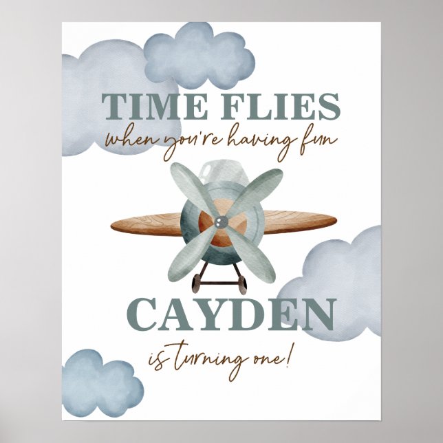 Tiden Flyger Flygplans Födelsedag Poster (Framsidan)