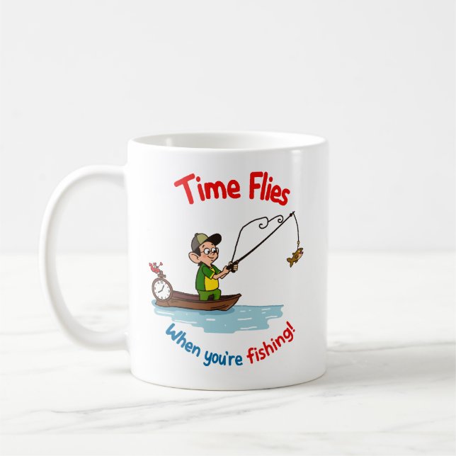 Tiden Flyger När Du Fiskar Kaffemugg (Vänster)