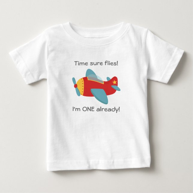Tiden flyger, Söt Aeroplan, Jag är Ett, 1-årsdag T-shirt (Framsida)