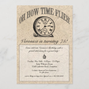 Tiden Flyger Urk Invitation - Vintage Inbjudningar