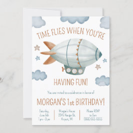 Tiden flyter när du har Roligt! Blimp Birthday Inbjudningar