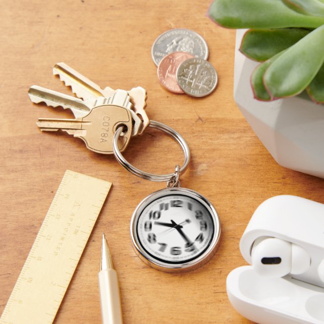 Tiden flyter. rund silverfärgad nyckelring (Skrivbord)