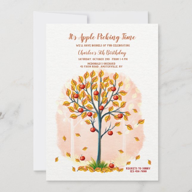 Tiden för Äppelplockning Inbjudningar (Framsida)