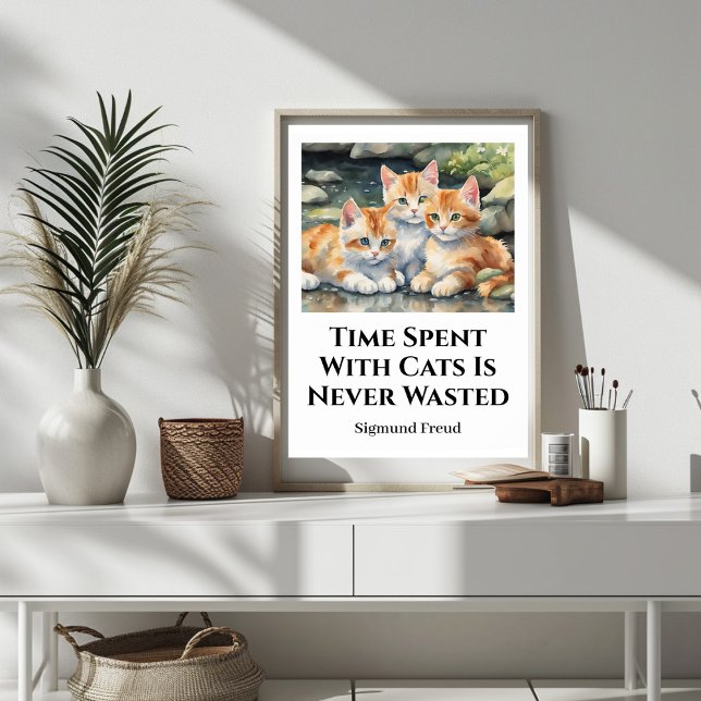 Tiden Tillbringad Med Katter Söt Motivationsaffisc Poster (Time Spent With Cats Cute Motivational Poster)