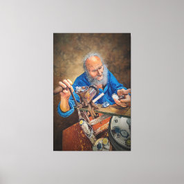 Tidens Kvarn: Symbolisk Oljemålning av Gammal Man Canvastryck