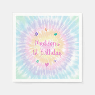 Tider Dye Pastel Rainbow Boho Hippie Birthday Pappersservett