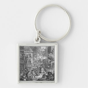 Tiderna pläterar I, 1762 Fyrkantig Silverfärgad Nyckelring