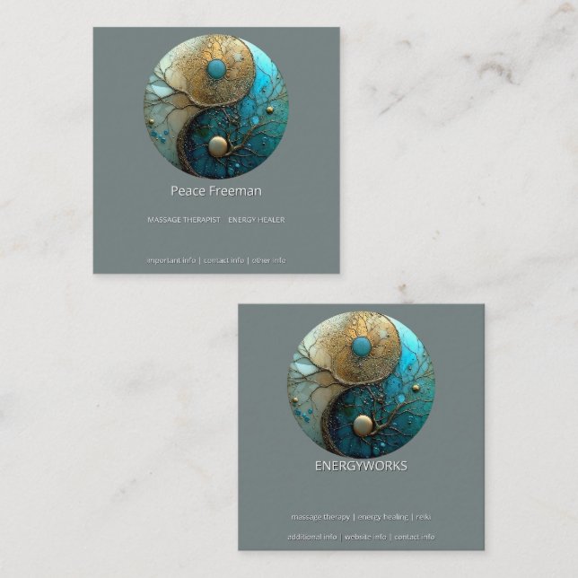 Tides of Balance | Yin Yang Design Fyrkantigt Visitkort (Fram/baksida)